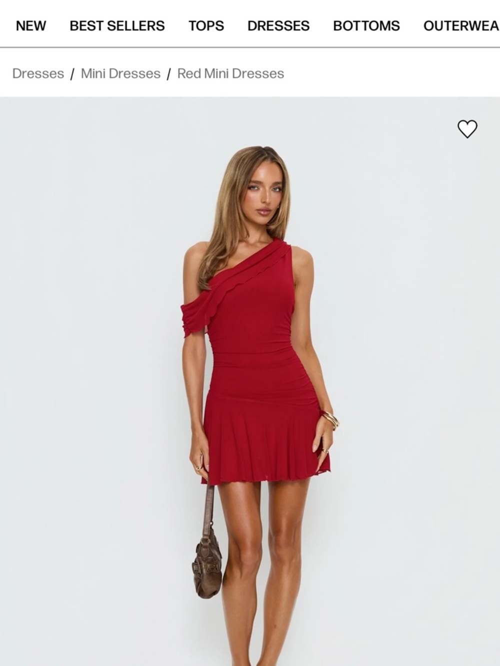 Princess Polly Darline One Shoulder Mini Dress Red